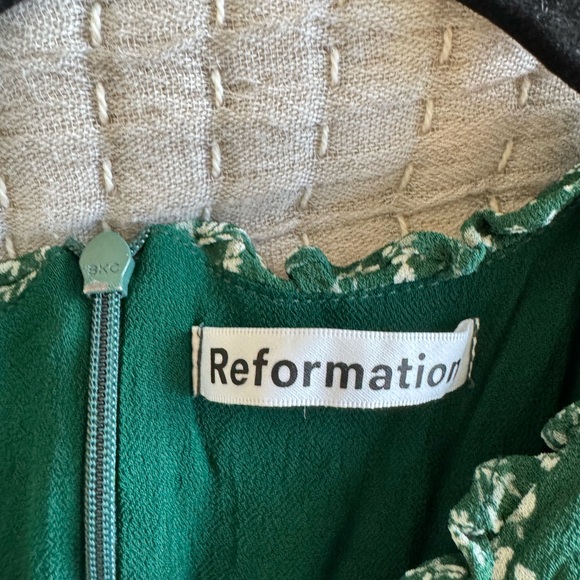Reformation Dark Green Floral Mini Dress - Picture 3 of 4